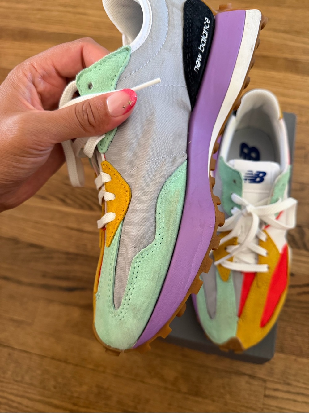 New Balance Multicolor Retro Runner Sneakers - White, Red, Yellow, Mint, Purple - Picture 4 of 7